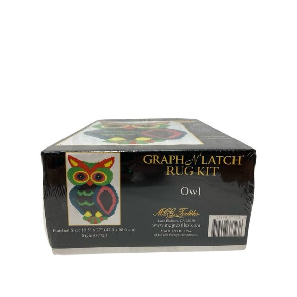 Graph N' Latch OWL Shaped Latch Hook Rug Kit  Size 18.5” X 27” Craft New Sealed - Picture 4 of 7
